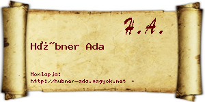 Hübner Ada névjegykártya